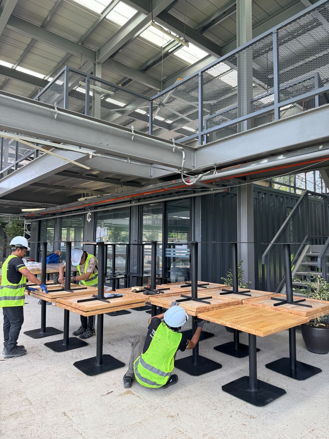 On-site assembly of dining tables